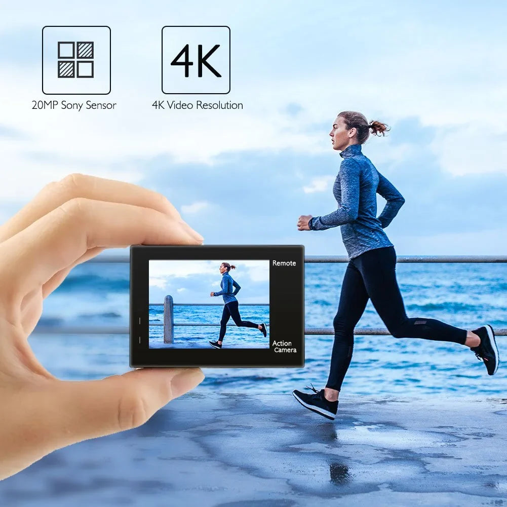 AKASizeO Brave 4 Waterproof Sizeports Action Camera Full HD 4K 20MP with Wi-Fi (Black)