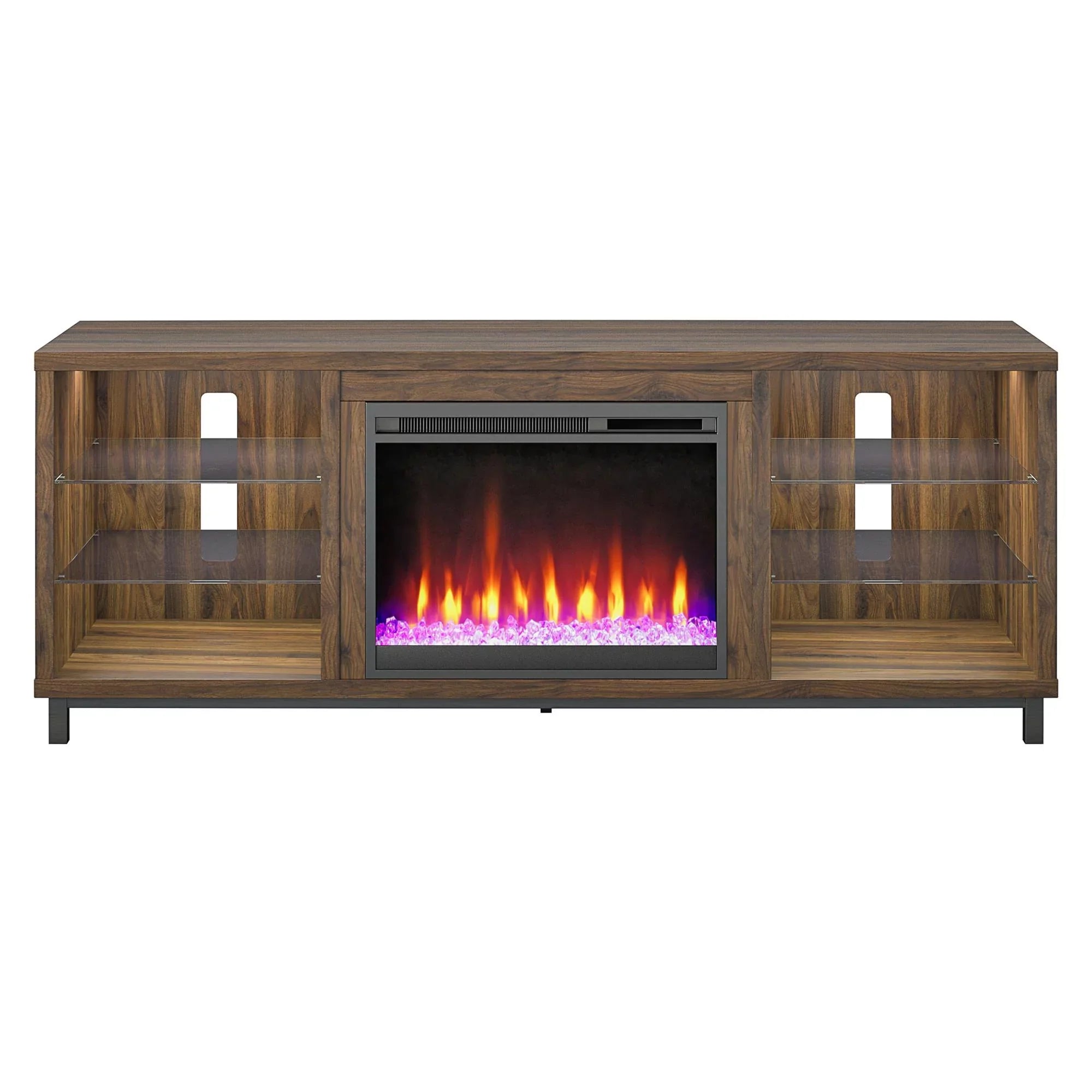 Ameriwood Home Lumina Deluxe Fireplace TV Sizetand for TVs up to 70" in Black