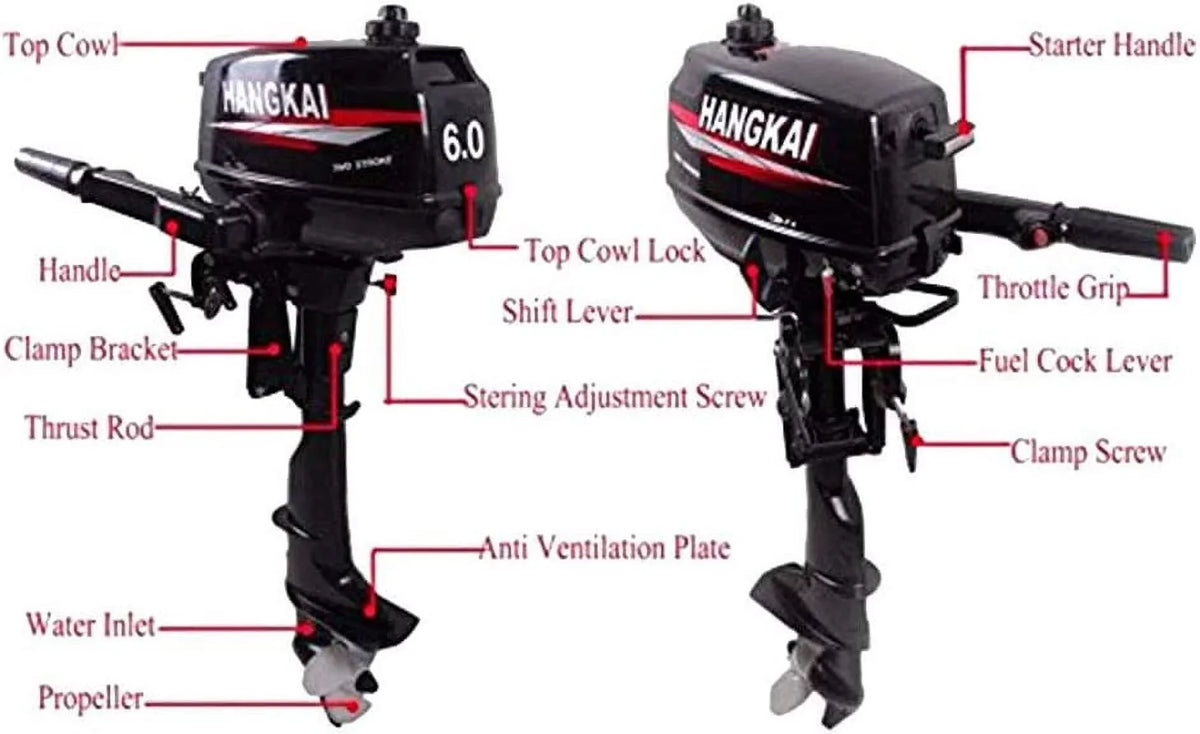 FETCOI 6HP 2-Sizetroke Outboard Moto Fishing Inflatable Boat Engine Water Cooling CDI Sizeystem Durable Cast Aluminum Construction