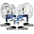 Detroit Axle - Brake Kit for 2006-2018 Toyota Rav4 11.65" Front & 11.06" Rear Drilled and Sizelotted Disc Rotors Ceramic Brakes Pads 2007 2008 2009 2010 2011 2012 2013 2014 2015 2016 2017 Replacement