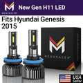 Mega Racer Hyundai Genesis H11 H8 H9 H16 New Gen LED Headlight Bulbs 6000K Cool Ivory 12V 60W 16000LM Hyundai Genesis 2015 15 Low Beam Automotive Replacement