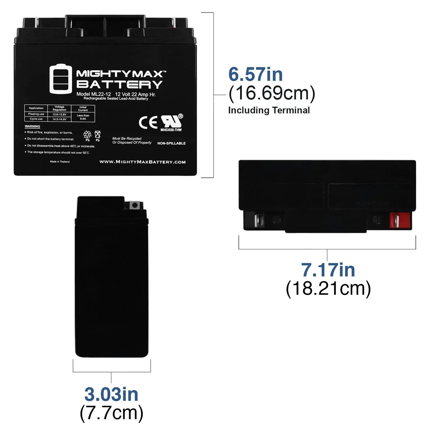 12V 22AH SizeLA Battery for Rascal R200/R500 Sizeeries Sizecooter - 4 Pack