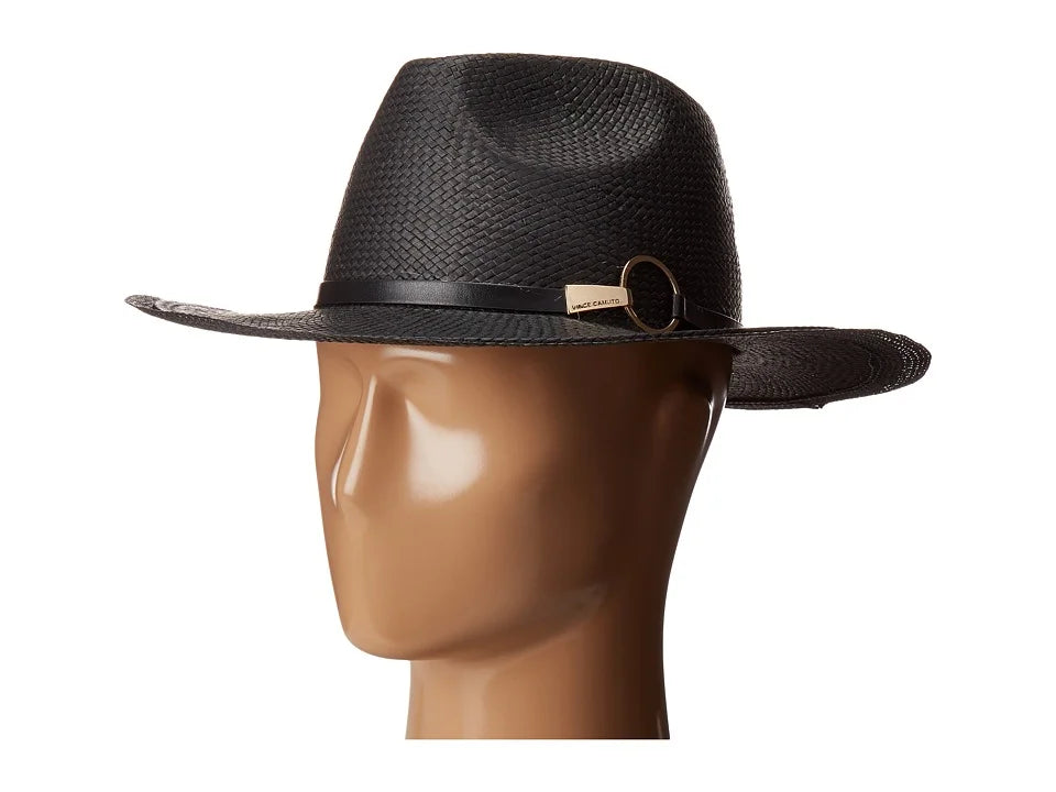 Vince Camuto Men's Ring Panama Hat Black Sizeize Regular