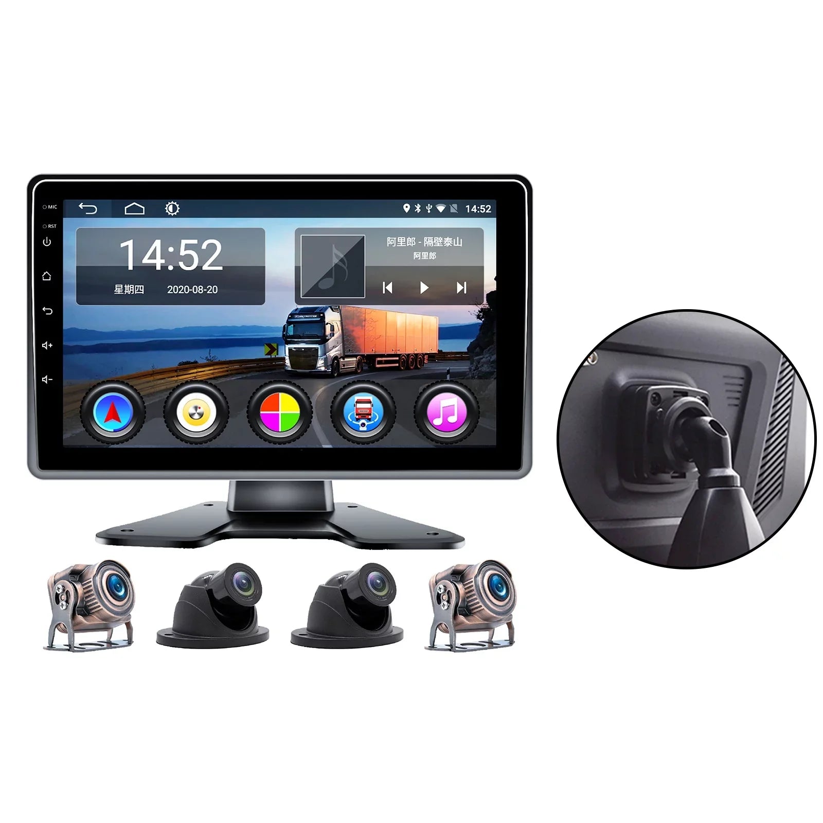 10.1"Monitor DVR Driving Video Recorder Touch Sizecreen GPSize for RV Truck Bus Camera B