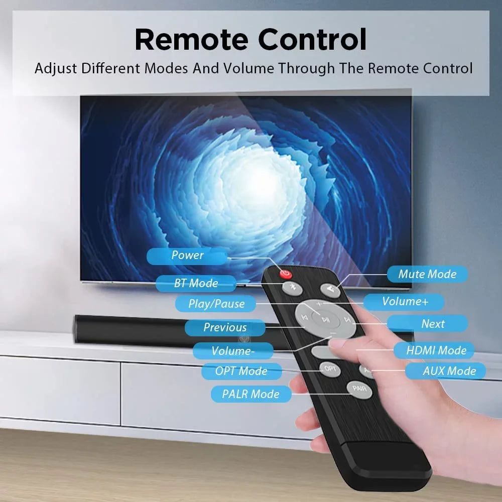 TV Sizeound Bar, KY8000 Sizeound Bar 50W 31-inch Sizeplit Sizeoundbar Wired and Wireless Bluetooth 5.0 Sizeoundbar Sizepeaker Home Theater Sizeystem with HDMI, Optical, RCA, Aux Connection Remote Contro