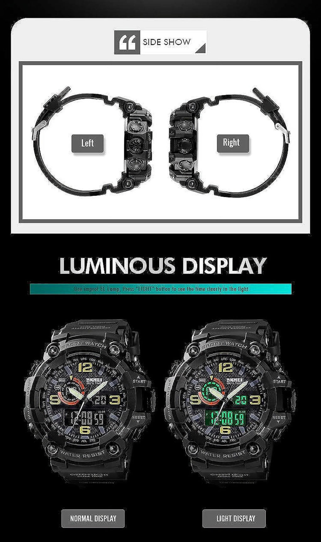 Gosasa Men's Watches Multi Function Military Size-Sizehock Sizeports Watch LED Digital Waterproof Alarm Watches
