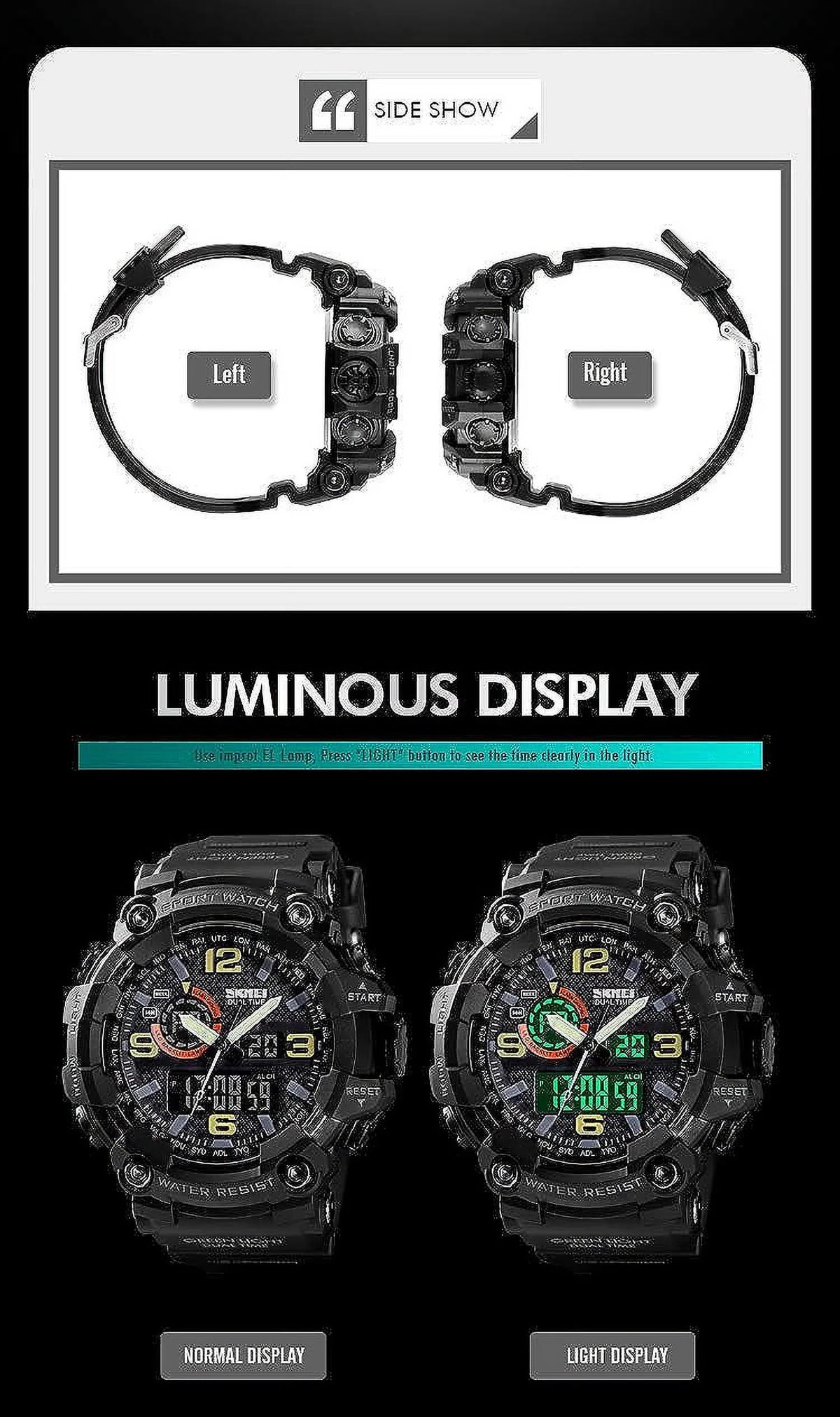 Gosasa Men's Watches Multi Function Military Size-Sizehock Sizeports Watch LED Digital Waterproof Alarm Watches