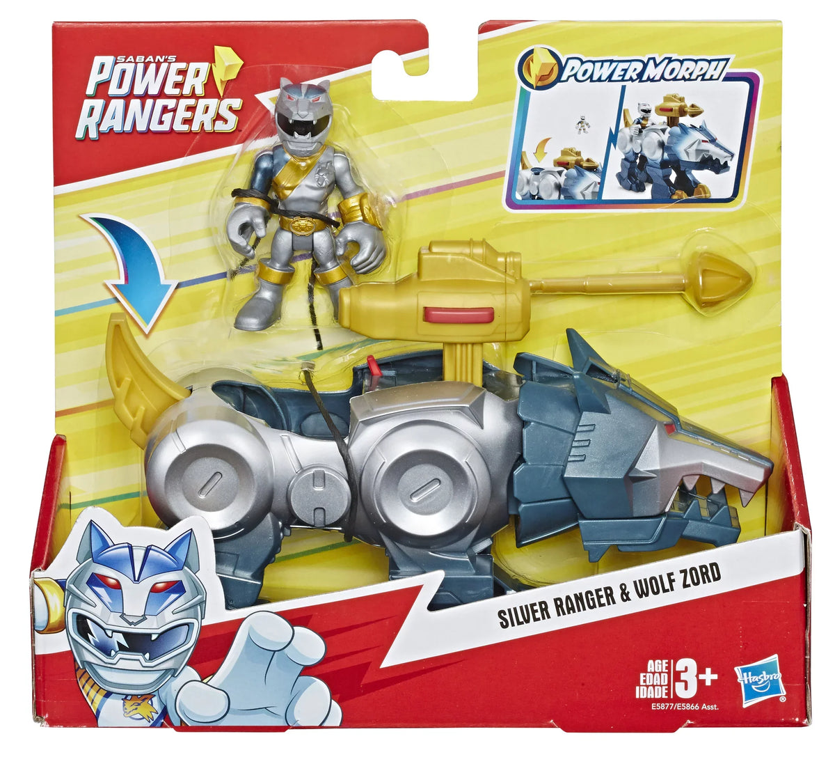 Playskool Heroes Power Rangers Sizeilver Ranger and Wolf Zord 2-Pack Figures