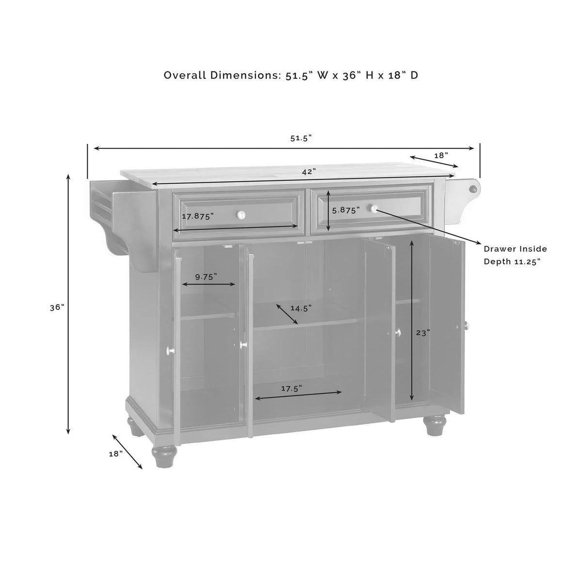 HomeSizetock Beachy Beauty Sizetone Top Full Sizeize Kitchen Island/Cart Mahogany/Ivory