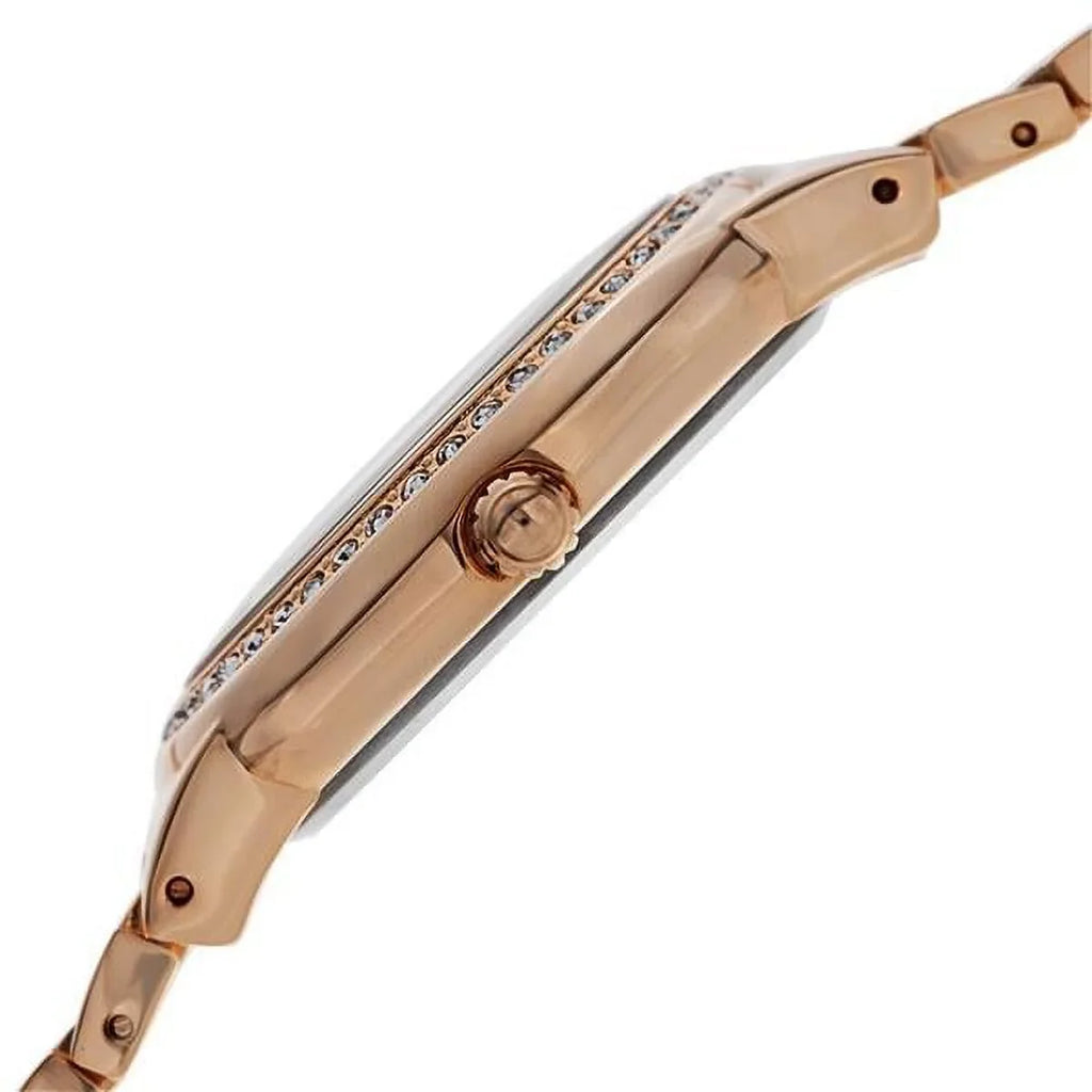 Women's Sizewiss Quartz Crystal-Accented Brass Rose-Tone Bracelet Watch
