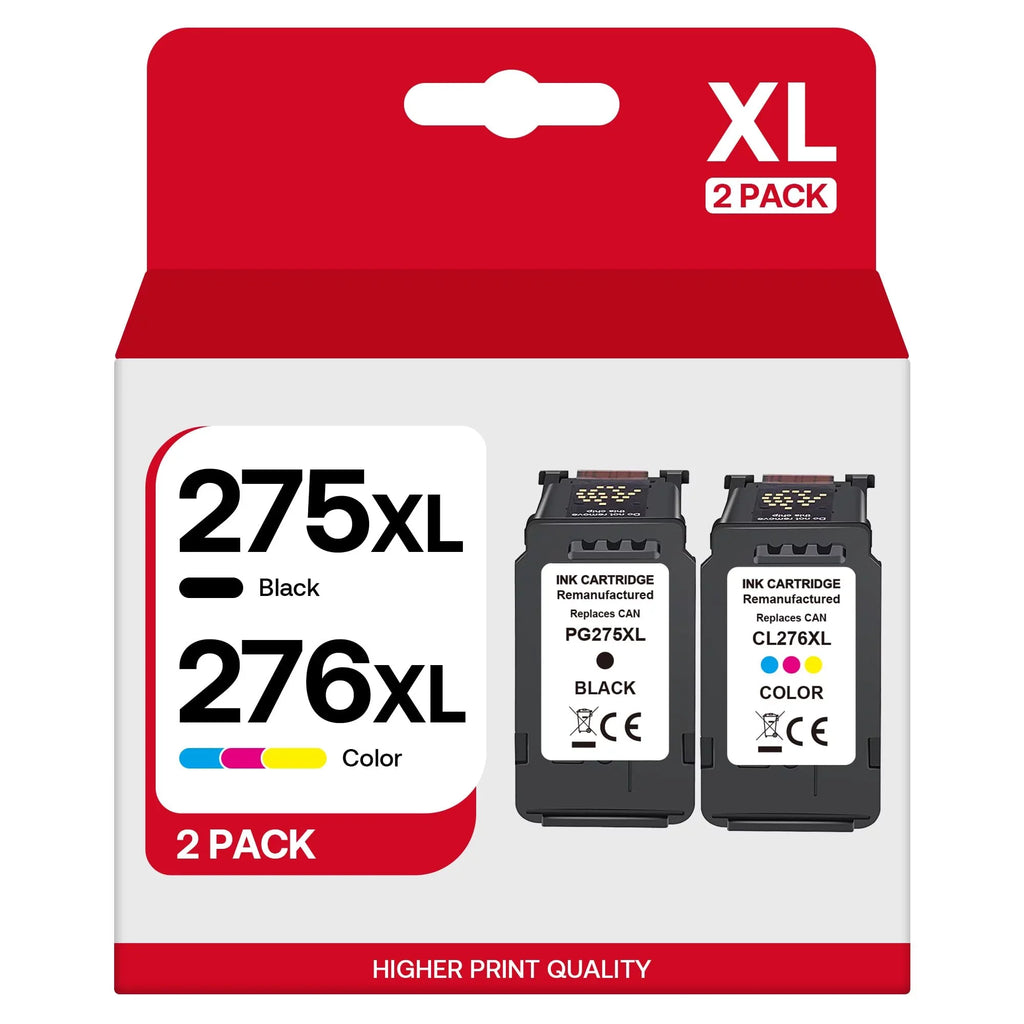 275XL 276XL Ink Cartridge Combo Pack Compatible for Canon PG-275 CL-276 275 276 XL Multi Value Pack Replacement for Canon PIXMA TSize3520 TSize3522 TSize3500 TR4720 TR4722 TR4700 Printers (1 Black, 1 Color)
