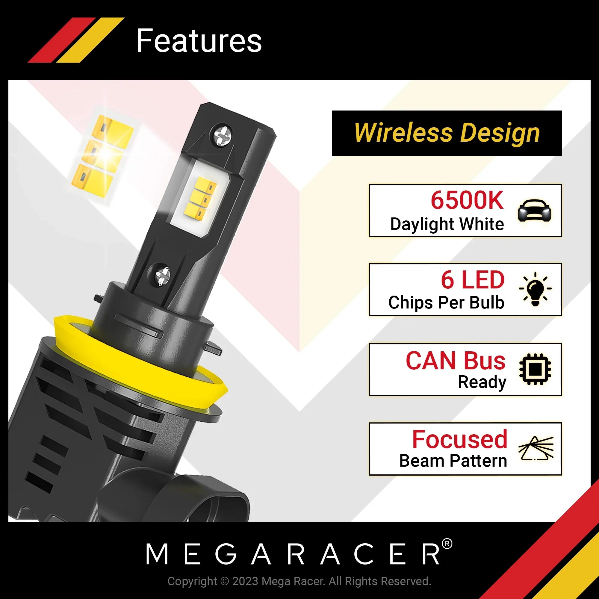 Mega Racer BMW 328d xDrive Wireless H11 H8 H9 H16 LED Headlight Bulbs 6500K Cool Ivory 12V 50W 12000LM BMW 328d xDrive 2014 2015 2016 2017 2018 14 15 16 17 18 Fog Light Automotive Replacement