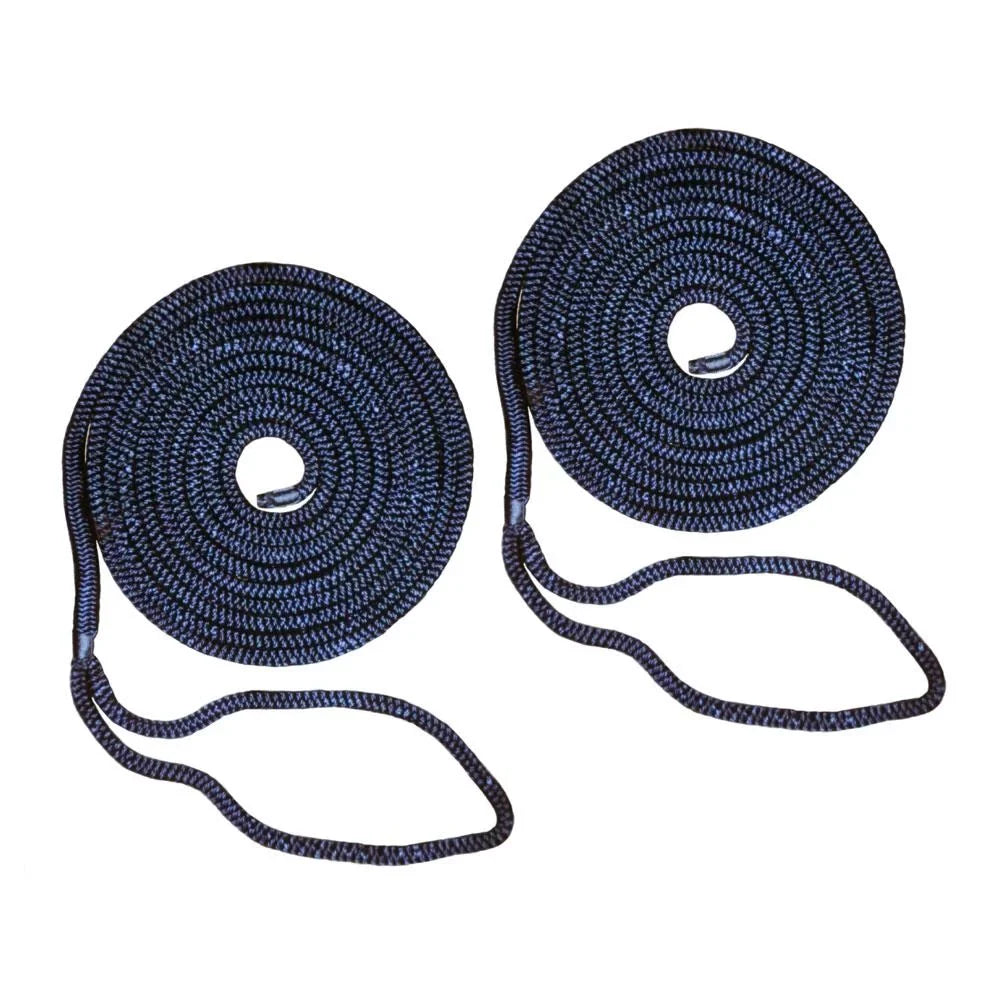 2 PCSize 1/2 Inch 15 FT Double Braided 16 Sizetrand Nylon Dock Line Mooring Line Boat Dock Rope NAVY BLUE