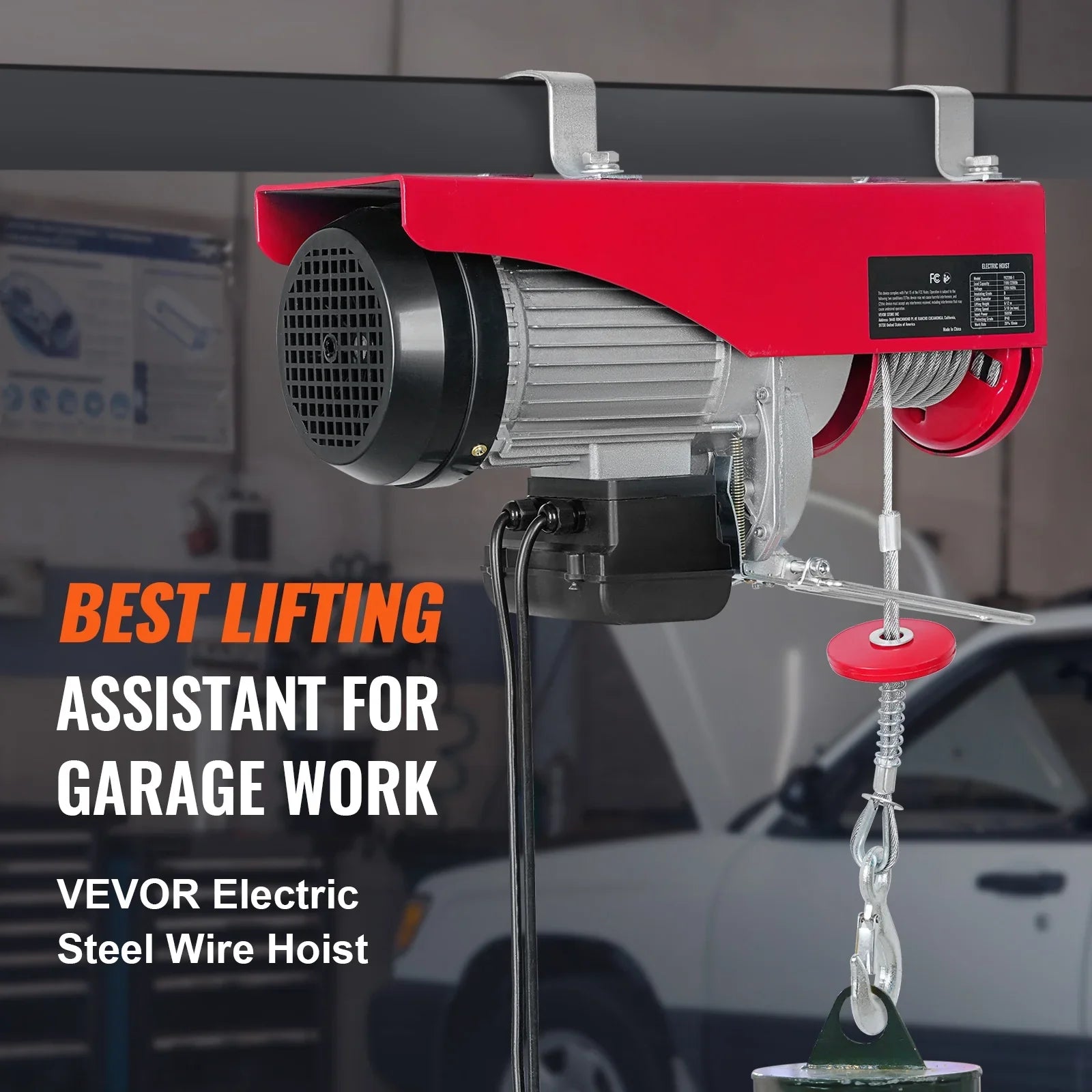 SizeKYSizeHALO Electric Hoist 440lbs Crane Winch with Wired Remote Control 480W 110V
