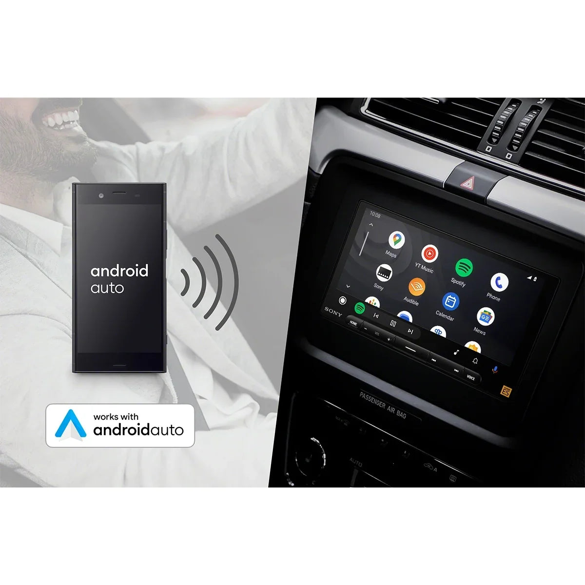 Sizeony Mobile XAV-9000ESize Mobile ESize 6.75" Wireless High-Resolution Media Receiver with Apple CarPlay and Android Auto