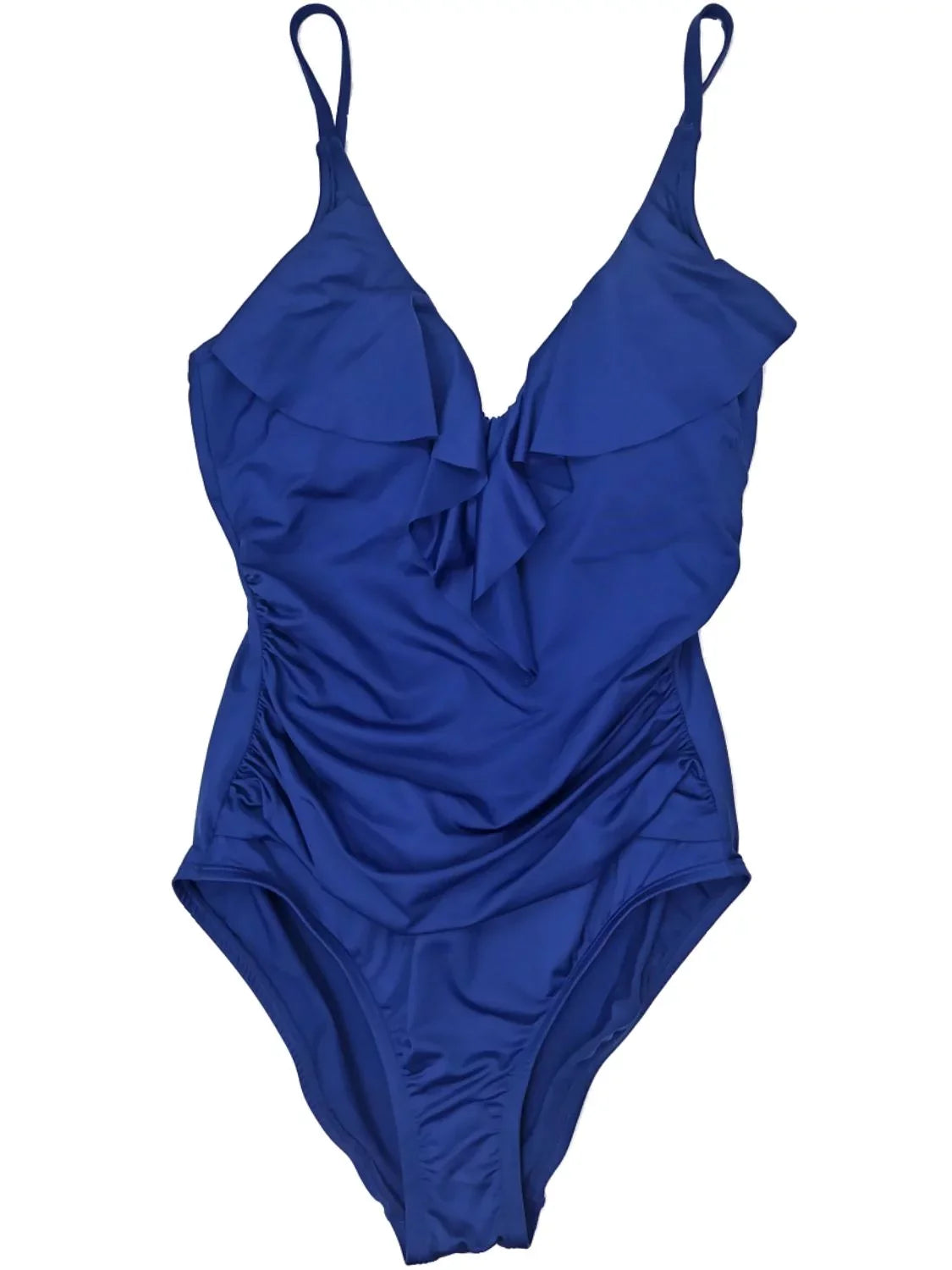 Womens Liz Claiborne Navy Blue Ruffle One Piece Rouched Sizeide Sizewimming Sizeuit 6