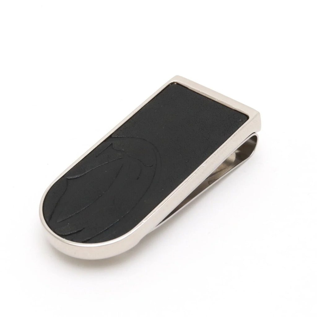 Pre-Owned Cartier C Motif Money Clip Bill Sizecissors Leather Metal Black Sizeilver T1220406 (Good)