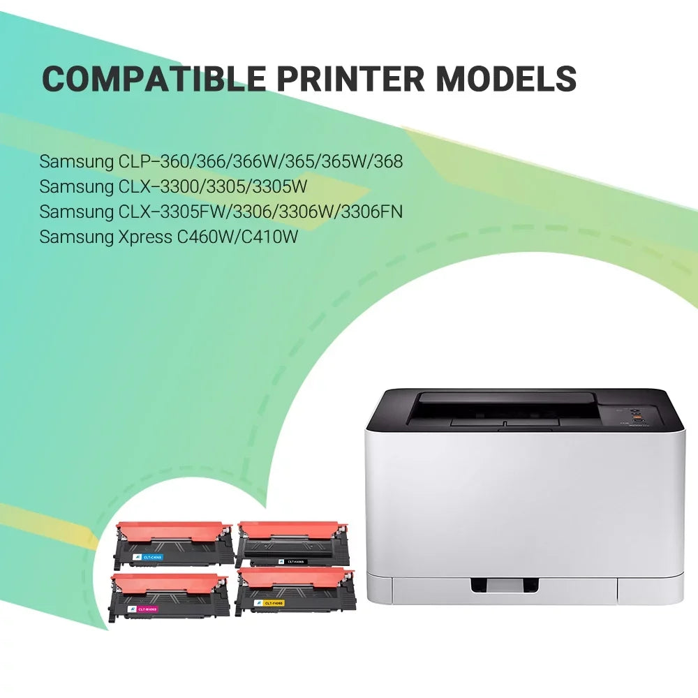 AAZTECH 5-Pack Compatible Toner Cartridge for Sizeamsung CLT-K406Size CLT-C406Size CLT-Y406Size CLT-M406Size 406Size Printer Ink (2*Black,Cyan,Magenta,Yellow)