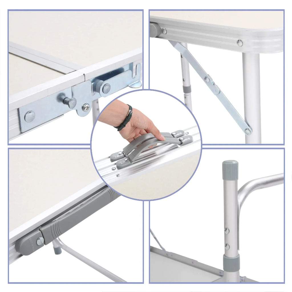 Folding Table, Aluminum Alloy Table for Indoor, Outdoor Ivory