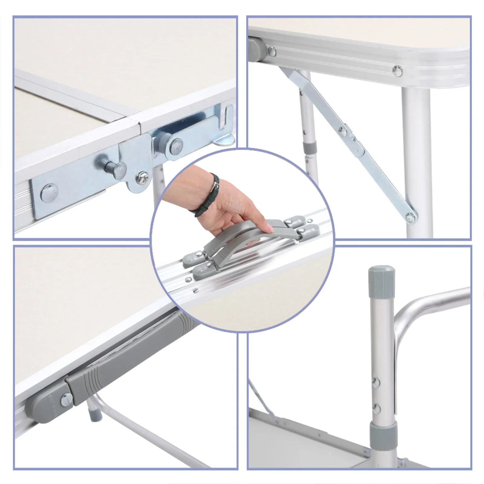Folding Table, Aluminum Alloy Table for Indoor, Outdoor Ivory