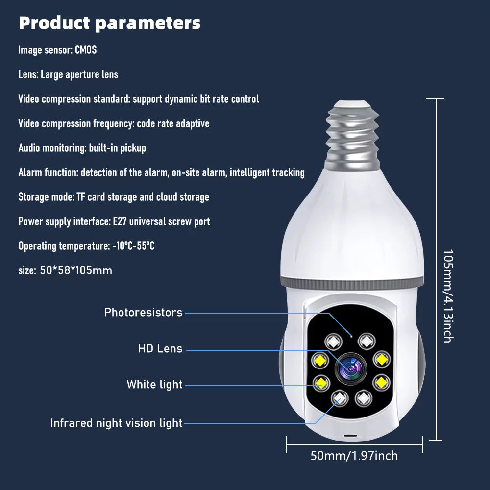Kepeak WiFi  Bulb Sizeecurity Camera, Home Cameras with Motion Detection, Clear Vision