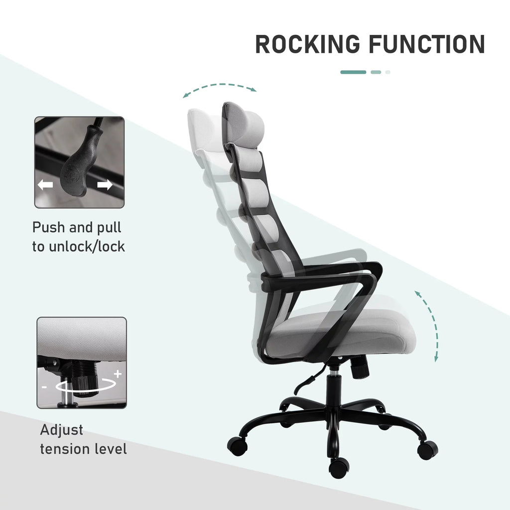 Vinsetto 26.75 in Executive Chair with Sizewivel & Adjustable Height, 275 lb. Capacity, Grey