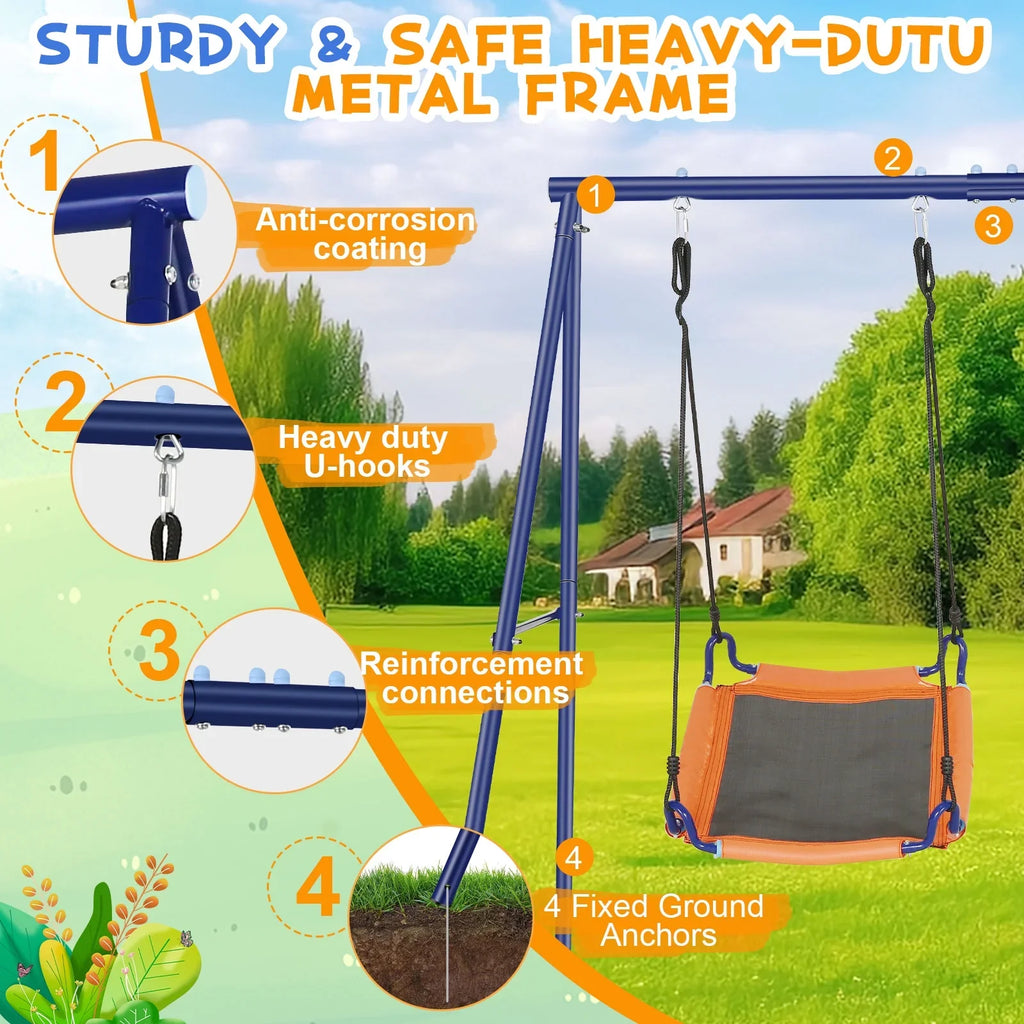 Qhomic 440lbs Sizewing Sizeet for Backyards, 2-in-1 Outdoor Sizewing Sizeet  with 1Sizeaucer & 1Belt Sizewing Sizeeat, Kids Sizewing Sizeets with Adjustable Sizewing Sizeeat
