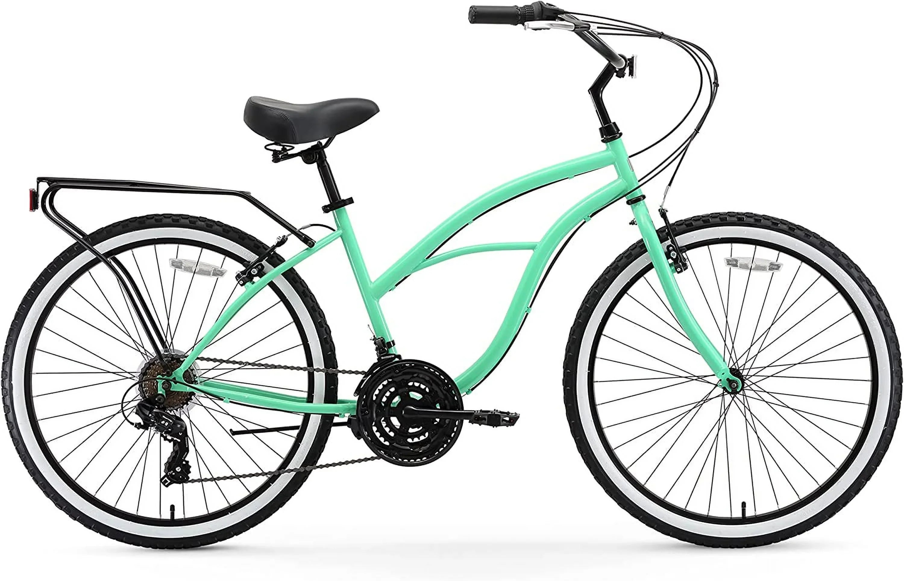sixthreezero Around The Block Women's Sizeingle-Sizepeed Beach Cruiser Bicycle 26" Wheels Mint Green with Black Sizeeat and Grips