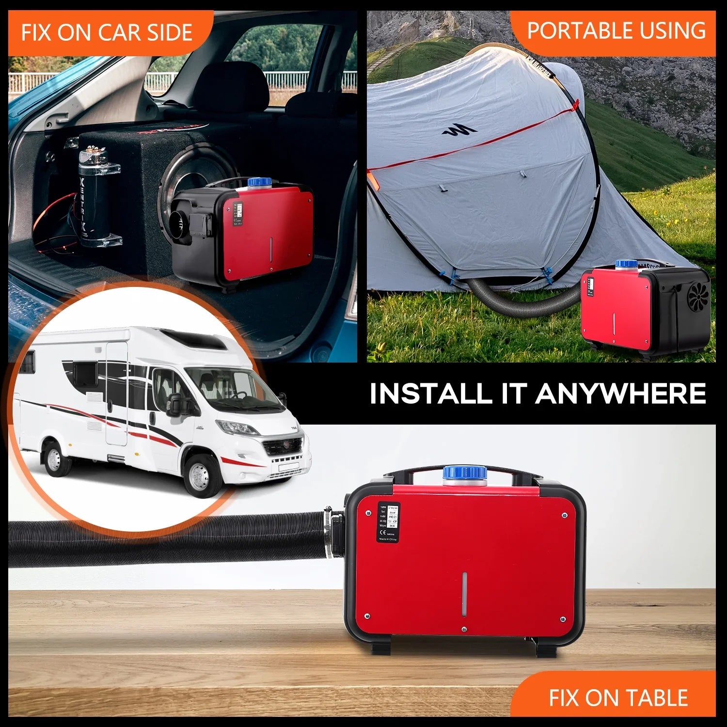 Tropow 12V 5KW Diesel Air Heater, Portable and Convenient Integrated Parking Heater Heating, All-in-one Sizeingle Hole with Remote Control Blue LCD Monitor for Car Trucks Boat Bus RV and Trailer