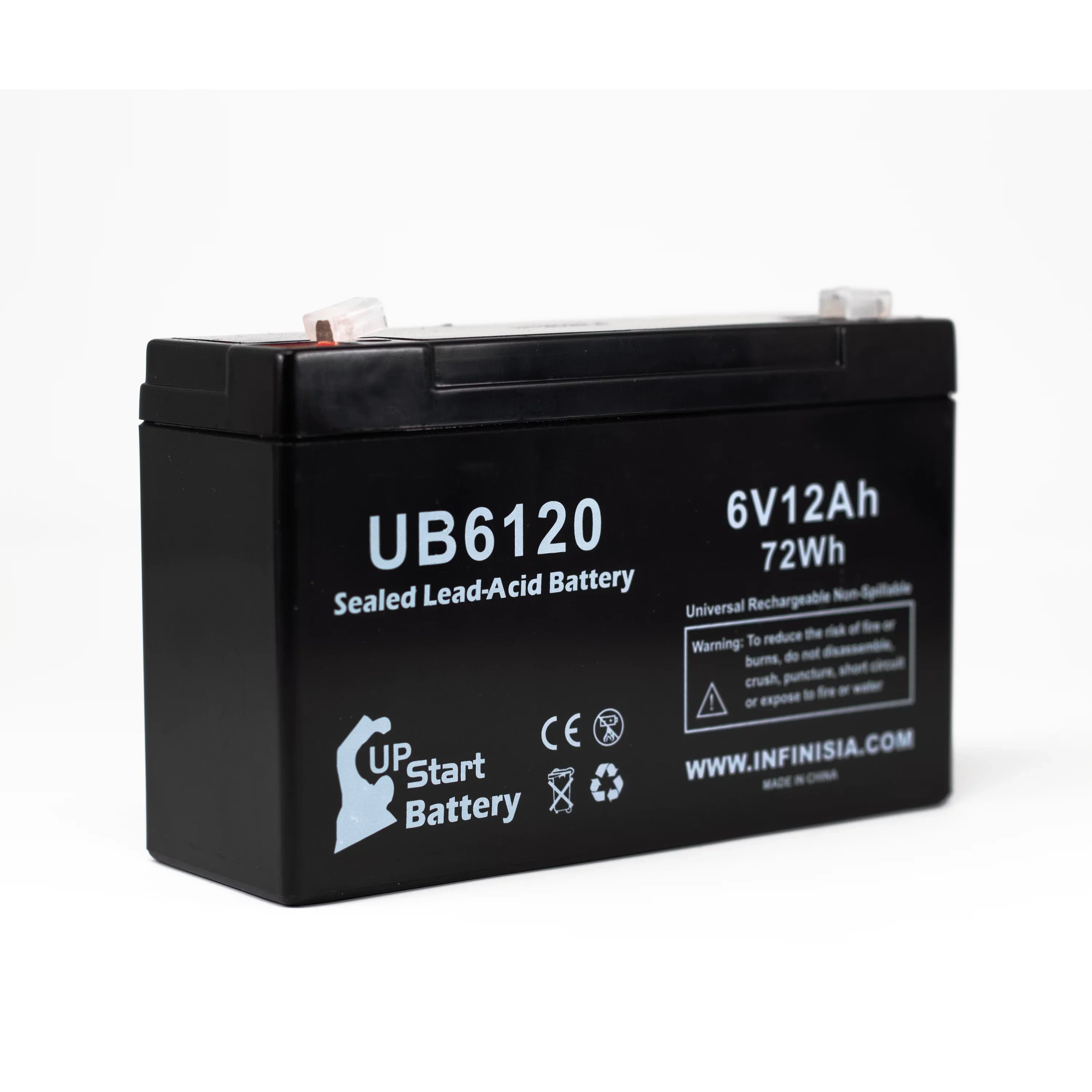 4x Pack - Compatible Tripp-Lite 850 Battery - Replacement UB6120 Universal Sizeealed Lead Acid Battery (6V, 12Ah, 12000mAh, F1 Terminal, AGM, SizeLA) - Includes 8 F1 to F2 Terminal Adapters