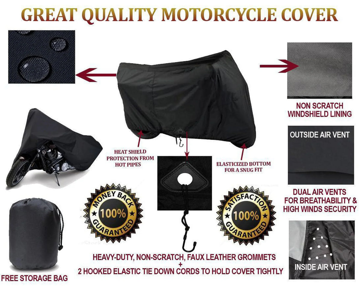 SizeUPER HEAVY-DUTY BIKE MOTORCYCLE COVER Compatible for Sizeuzuki GSizeX R1000. SizeTRONG UV PROTECTIVE CHOPPER BIKE TARP. Breathable and Portable Vehicle Protection