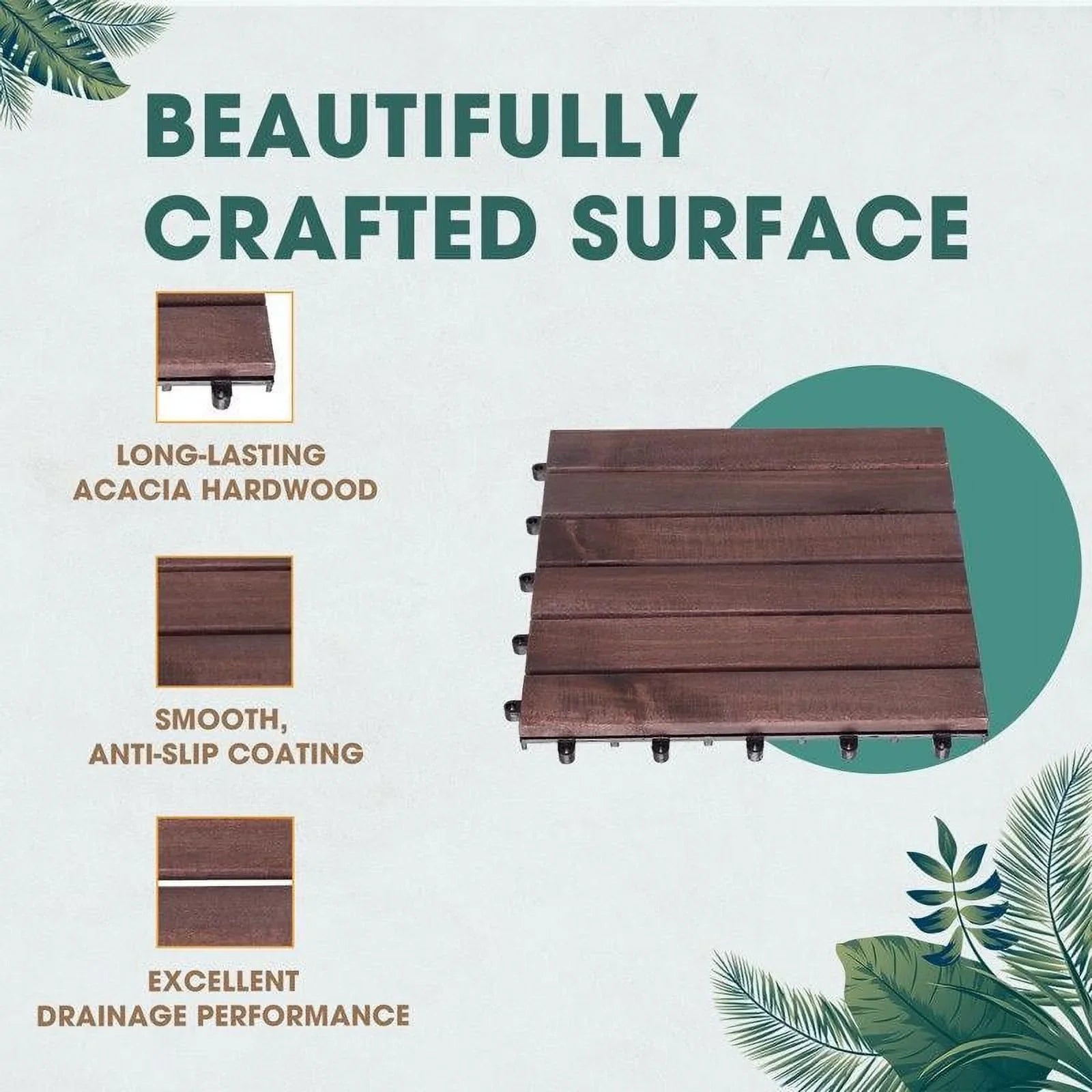 Idzo Decking Tiles - 6 Sizelats, Dark Brown