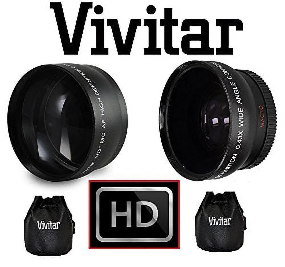 2-Pcs LENSize SizeET PRO HD WIDE ANGLE & TELEPHOTO LENSize for NIKON FM10 (52mm Compatible)