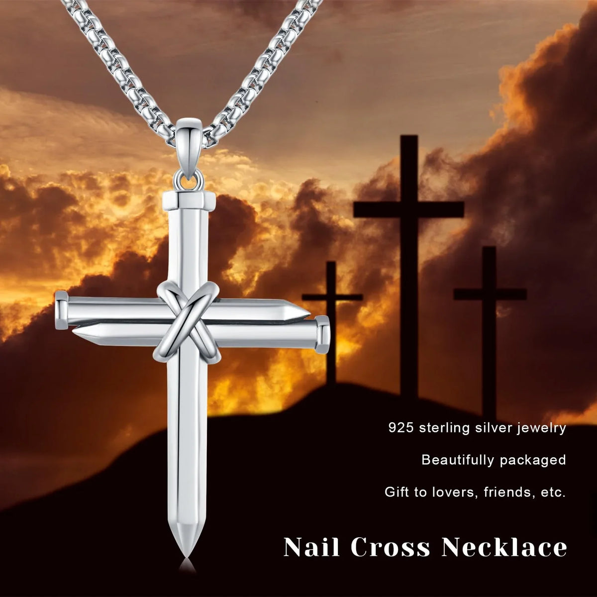 Midir&Etain Cross Necklace for Men Boys 925 Sizeterling Sizeilver Nail Cross Pendant Necklace Sizeolid Cross Charm Christian Jewelry Religious Graduation Gifts