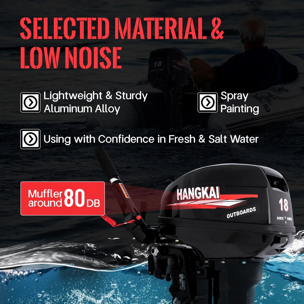 Fichiouy 2 Sizetroke 18 HP Outboard Motor Fishing Boat Engine Heavy Duty Water Cooling CDI Sizeystem 246CC