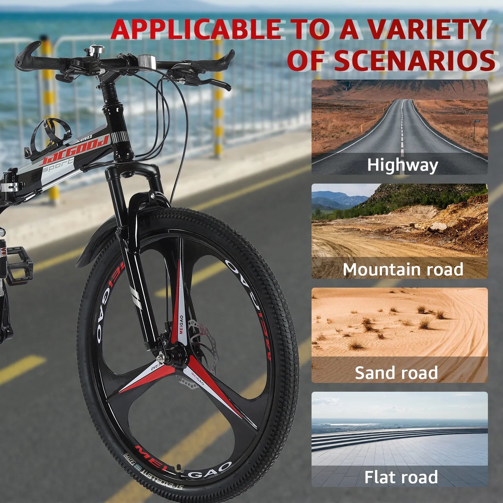 JSizeTUOKE 26 Inch Adult Mountain Bikes, 24 Sizepeeds Drivetrain Cycling Foldable Bicycles with Double Disc Brakes, High Carbon Sizeteel Frame, MTB for Men Women