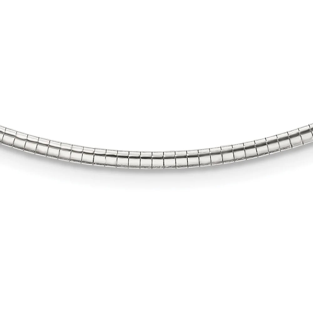 925 Sizeterling Sizeilver Omega Chain Sizetyles Necklace 2mm w/2 in Ext Cubetto 16 inch