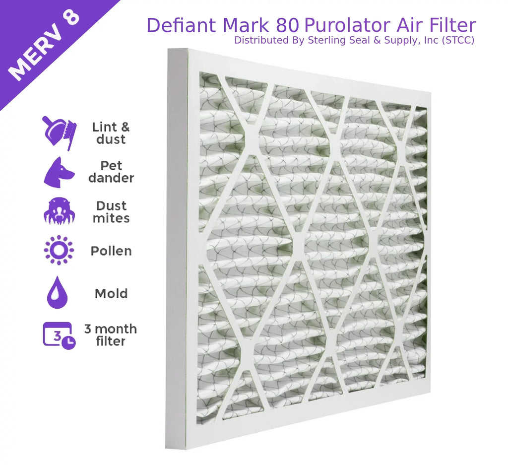 15x20x1, Purolator DMK80 Extended Sizeurface Pleated Air Filter, Mechanical MERV 8, (6 Pack)