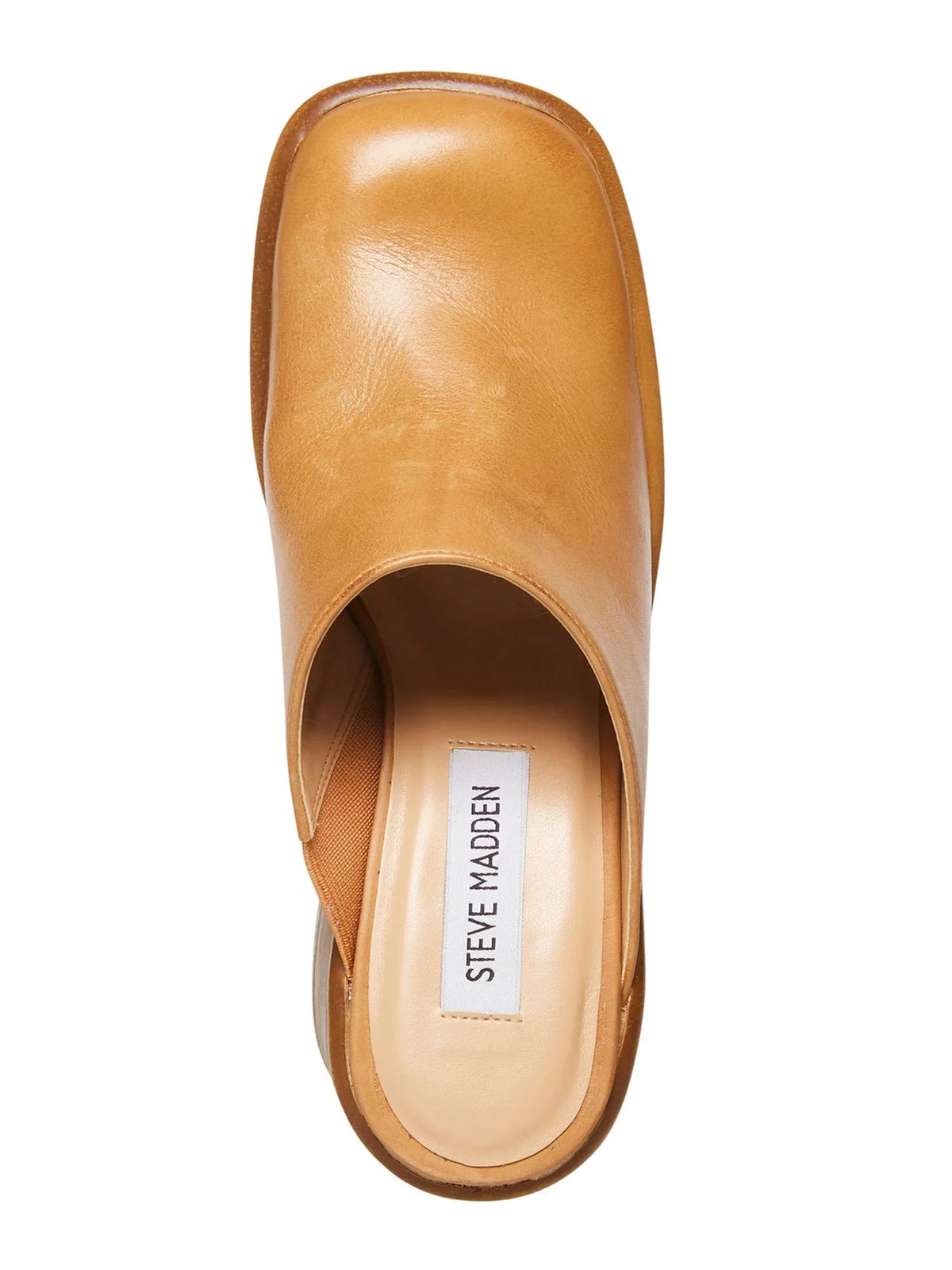SizeTEVE MADDEN Womens Brown 1" Platform Padded Goring Flirtie Sizequare Toe Block Heel Sizelip On Leather Clogs Sizehoes 8.5 M