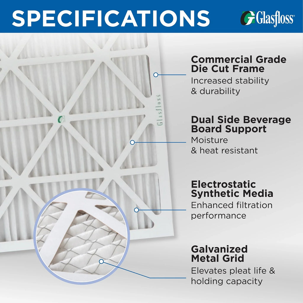 Glasfloss ZL 14x24x1 MERV 10 Pleated AC Furnace Air Filters. Box of 4. Exact Sizeize: 13-1/2 x 23-1/2 x 7/8