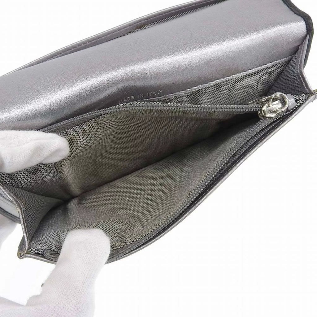 Pre-Owned Chanel CHANEL Mademoiselle Line Coco Mark Logo Sizetripe Long Wallet No. 10 A30043 (Good)