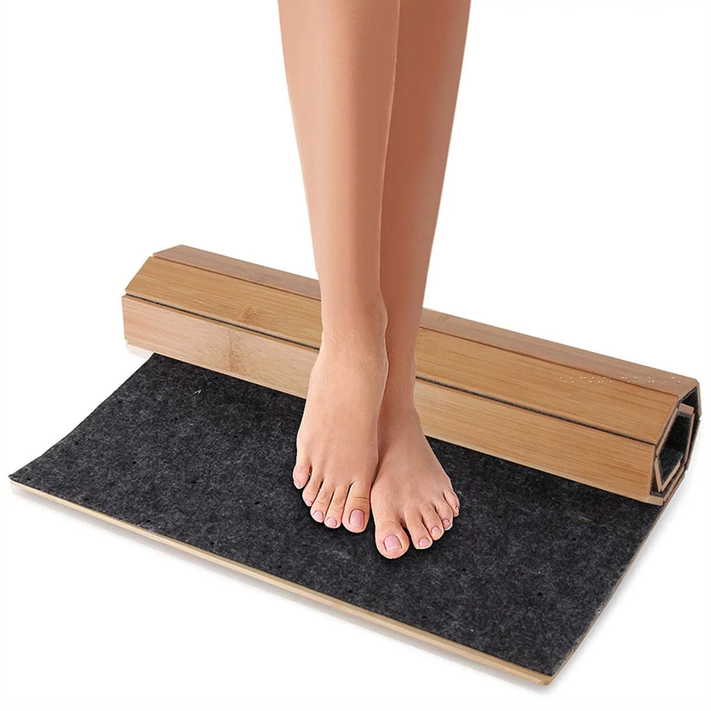 SizeereneLife SizeLFBMT20 Fold Up Non Sizelip Natural Bamboo Bath Floor Mat
