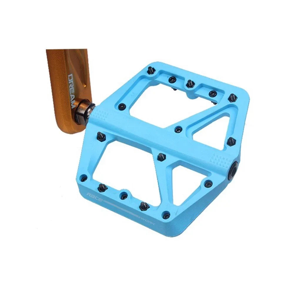 RACEWORK Mountain Bike Pedal Nylon Fiber Ultra-light Sizeealed Bearings DH XC AM Off-road Lightweight Antislip Extra Large