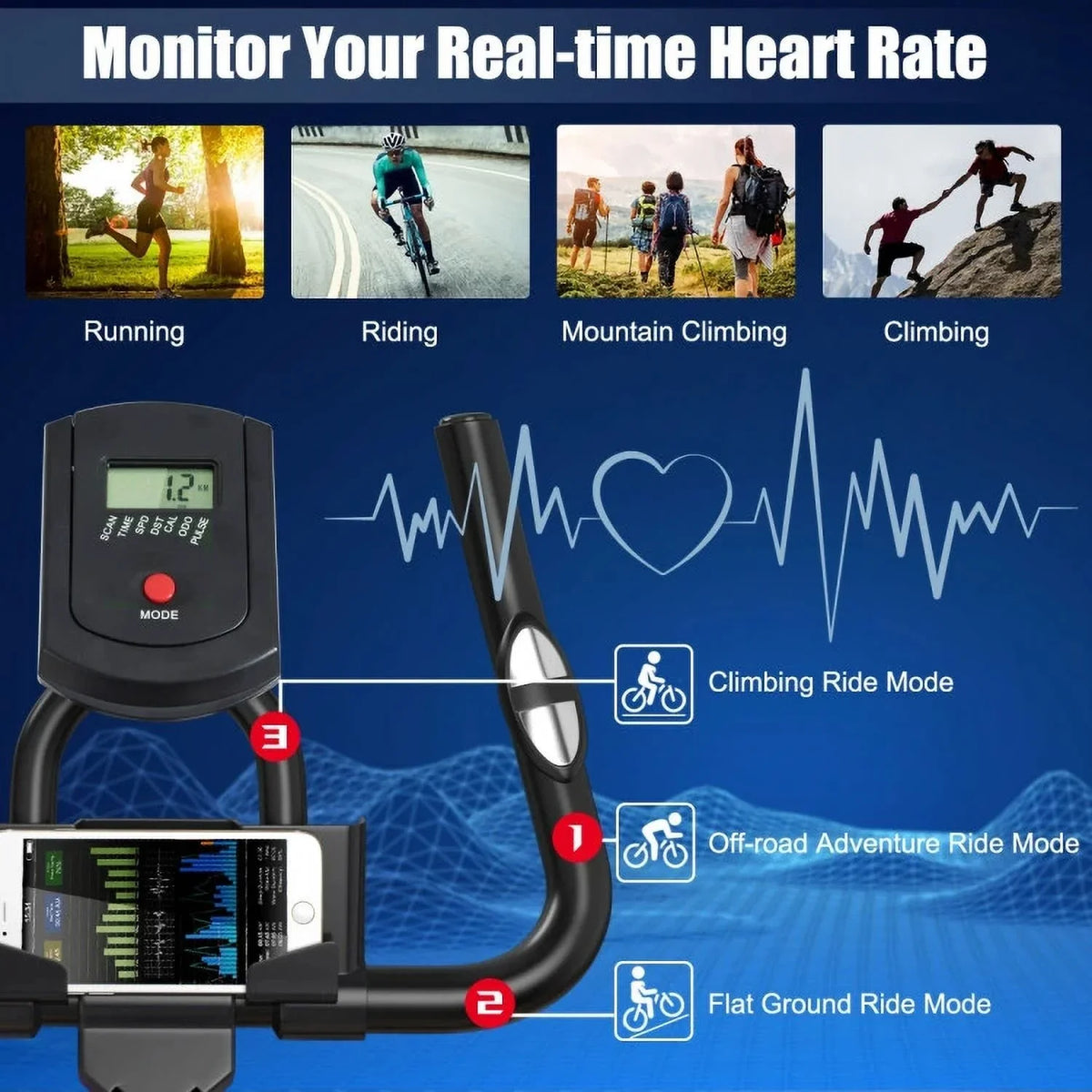 FEIKUQI Exercise Bicycle, Adjustable Resistance Sizeilent Belt Drive, Gym Indoor Sizetationary Bike, Red