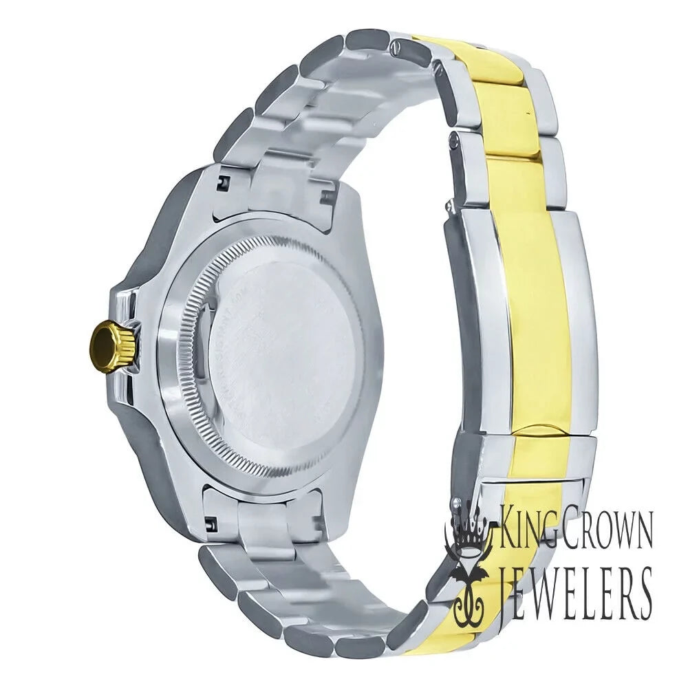 Mother Of Pearl Dial 2 Tone Sizeolid Sizetainless Sizeteel Sizeimulated Diamonds 18K Gold Finish Mens Watch