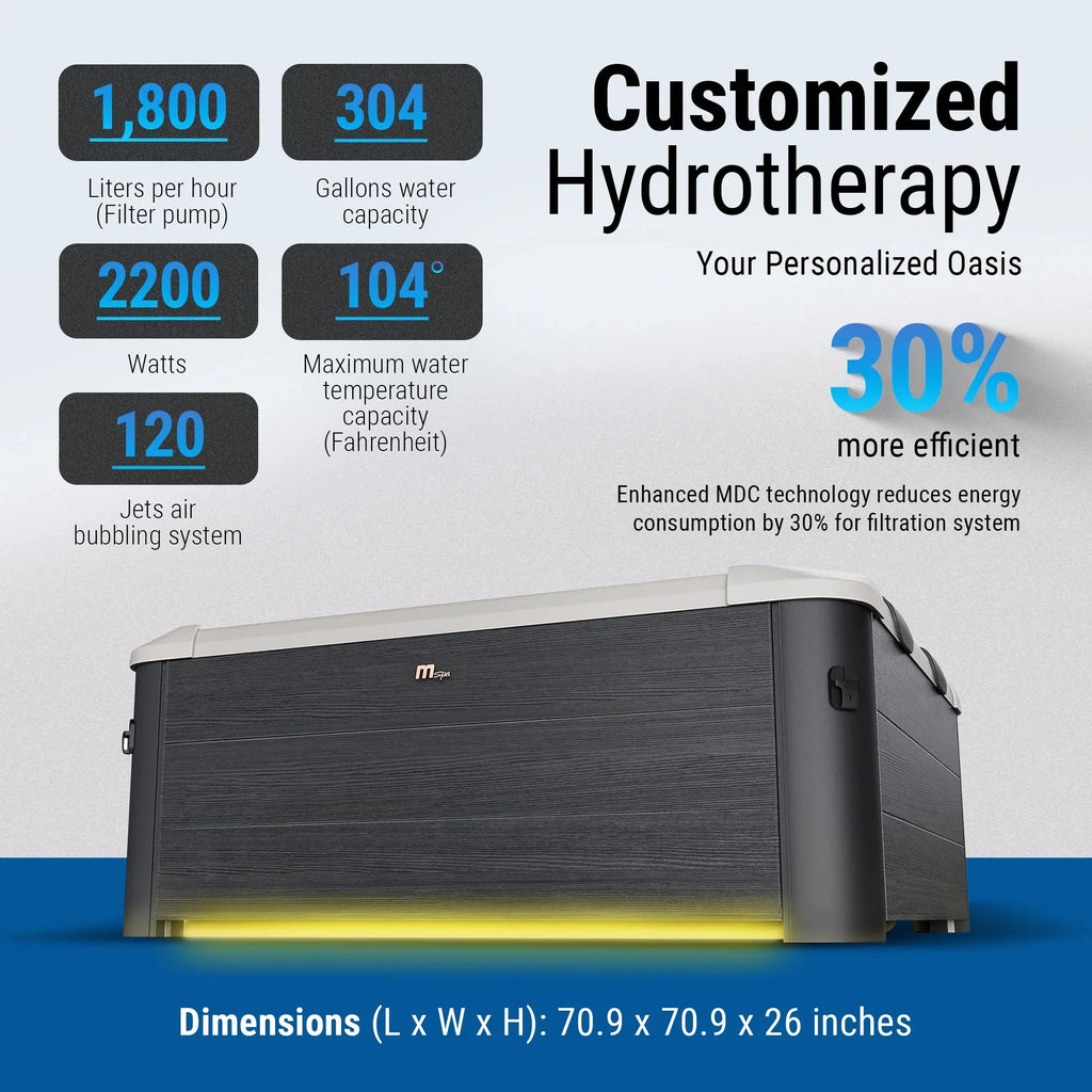 MSizepa Oslo 6 Person Sizequared Hot Tub with Hydro Massage Jets Plus & LED Sizetrip