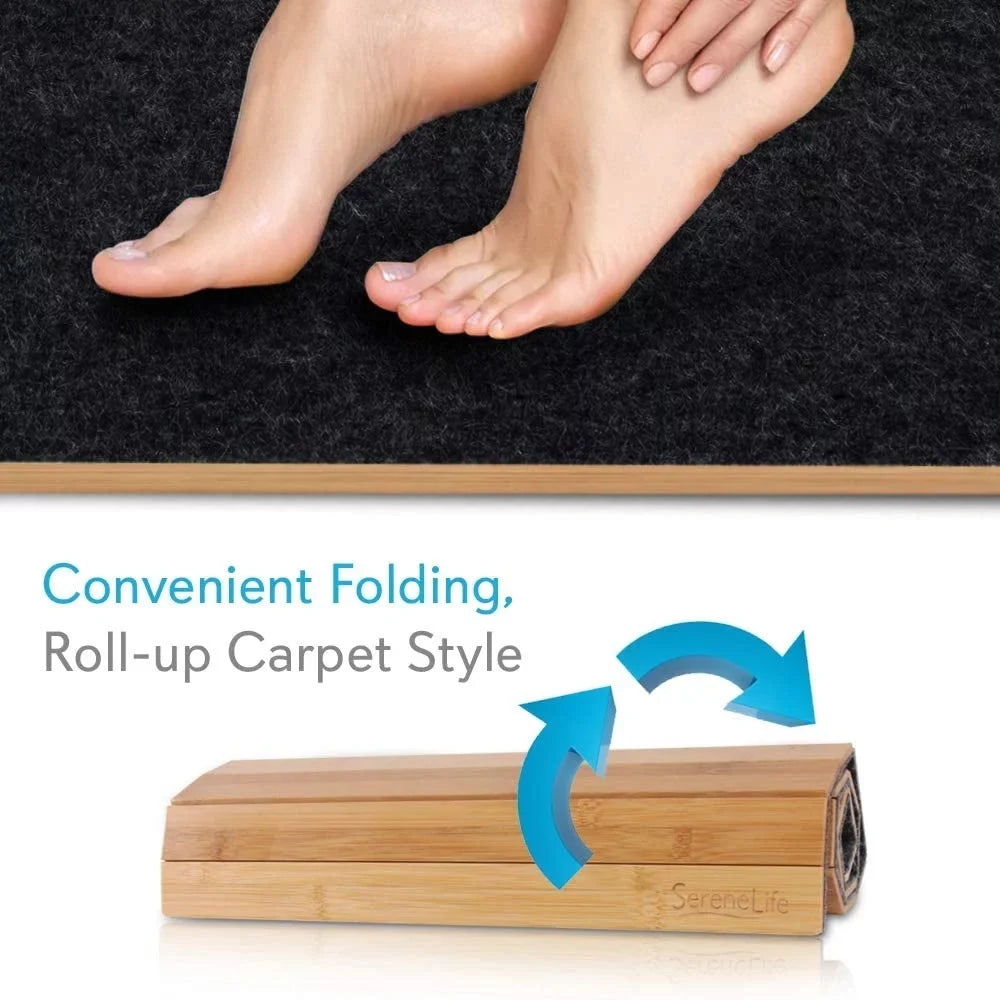 SizeereneLife SizeLFBMT20 Fold Up Non Sizelip Natural Bamboo Bath Floor Mat