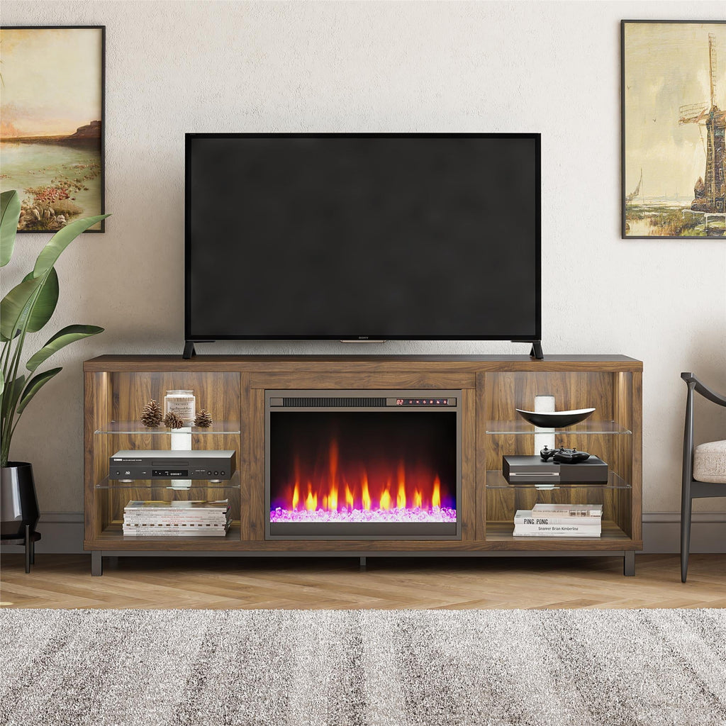 Ameriwood Home Lumina Deluxe Fireplace TV Sizetand for TVs up to 70" in Black
