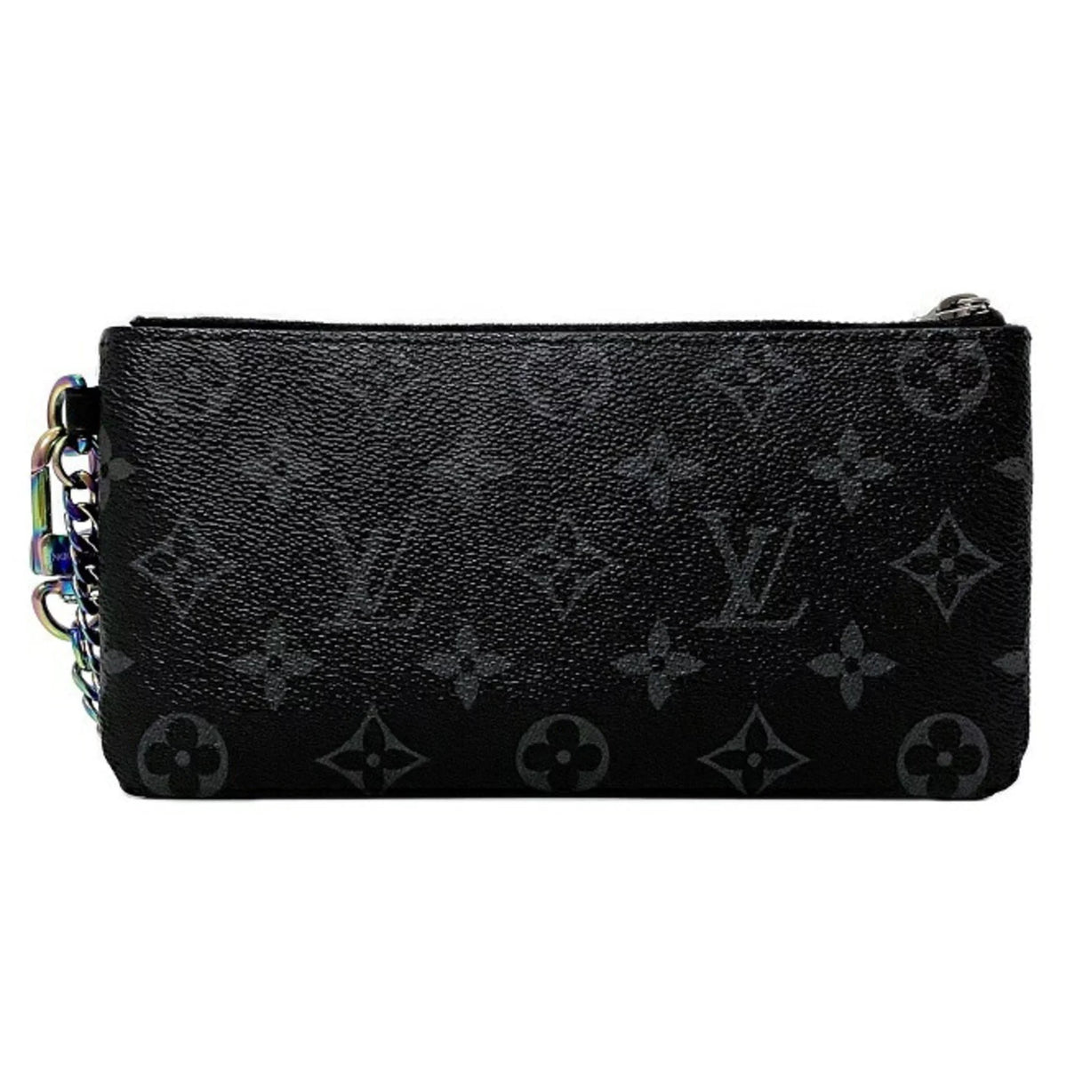 Pre-Owned Louis Vuitton Pouch Fragment iPhone Black Gray Rainbow Monogram Eclipse Flash M64433 UB1137 LOUISize VUITTON Hiroshi Fujiwara Collaboration (Good)