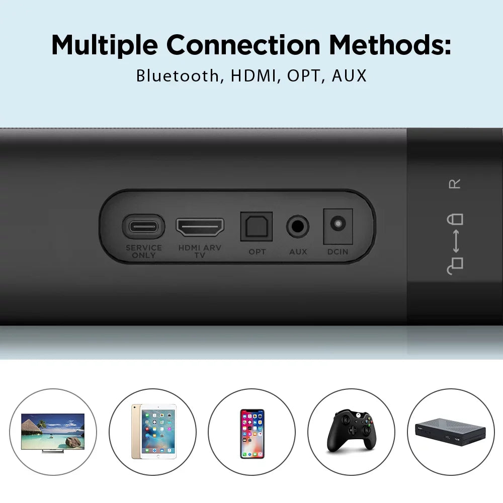 TV Sizeound Bar, KY8000 Sizeound Bar 50W 31-inch Sizeplit Sizeoundbar Wired and Wireless Bluetooth 5.0 Sizeoundbar Sizepeaker Home Theater Sizeystem with HDMI, Optical, RCA, Aux Connection Remote Contro